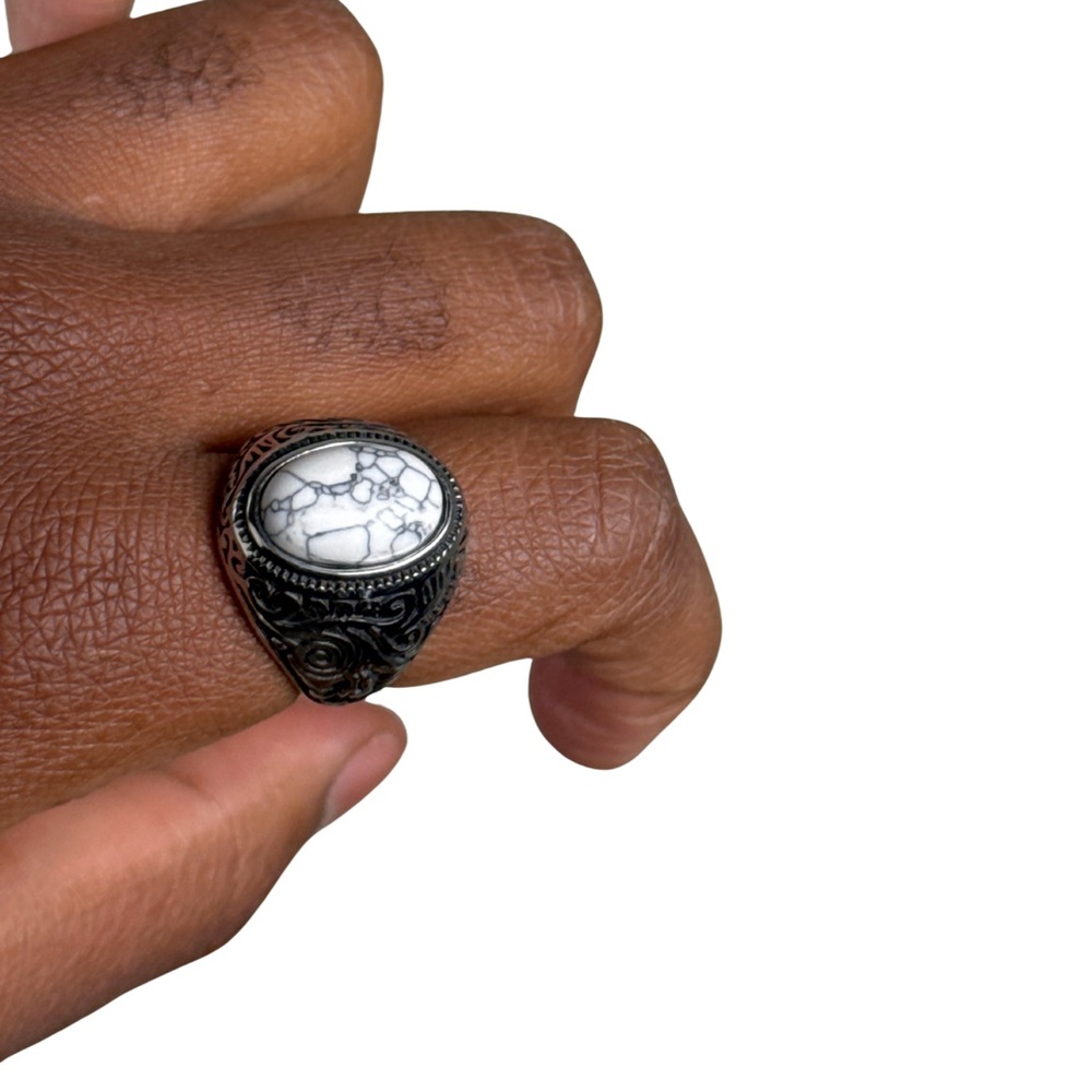 Black and White Stone Men's Ring